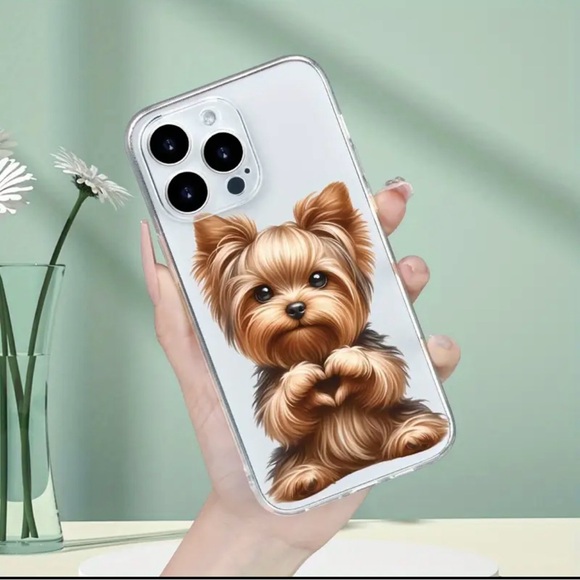 iPhone 15 / 15 Pro Max Phone Case Yorkie Heart Transparent  Shockproof Case - Picture 2 of 5